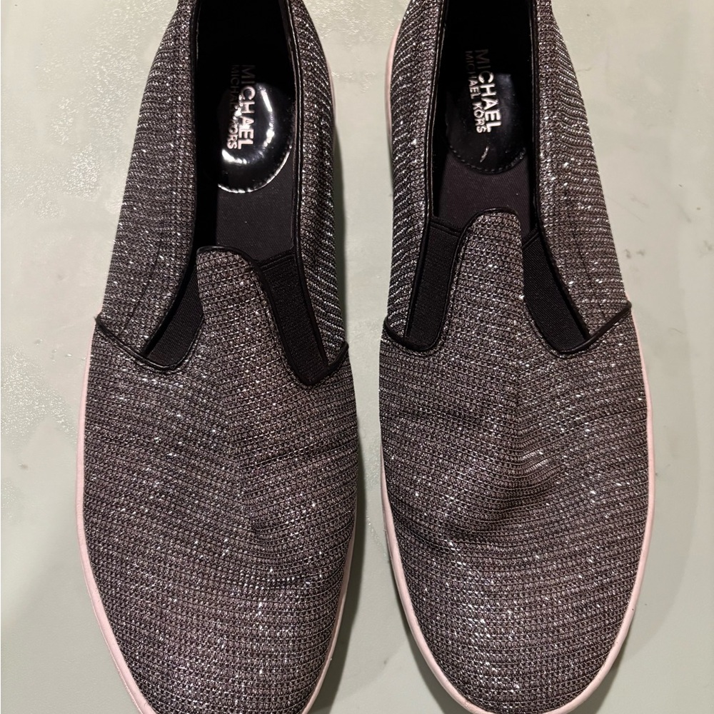 Michael Kors Glittery Silver Slip-Ons